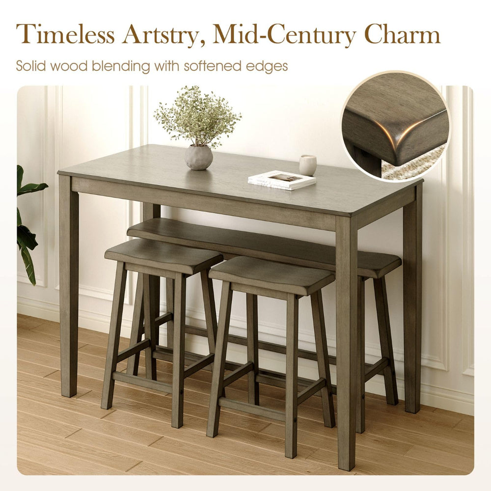 Counter Height Dining Table Set for 4 with Bench and 2 Chairs