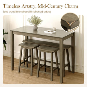 Counter Height Dining Table Set for 4 with Bench and 2 Chairs