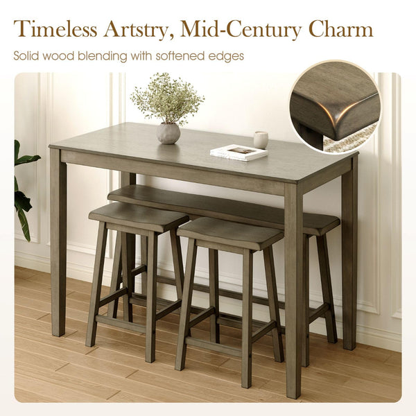 Counter Height Dining Table Set for 4 with Bench and 2 Chairs