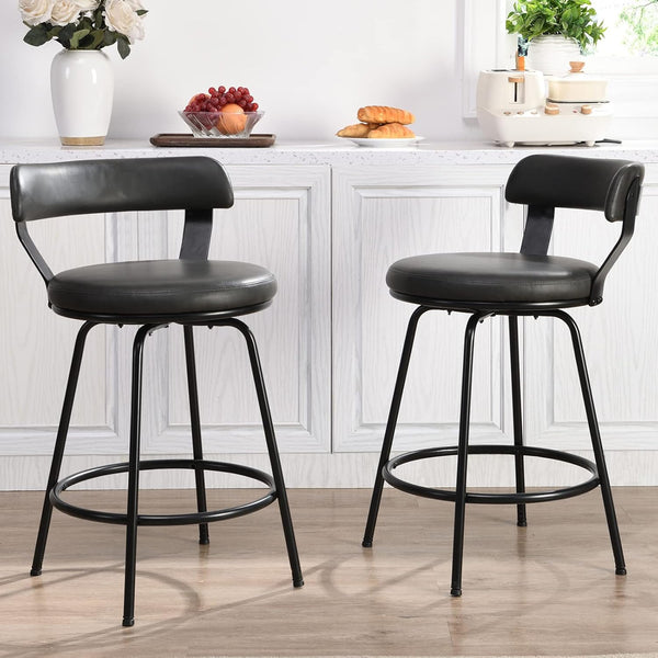 Swivel Counter Height Bar Stools Set of 2 with Back