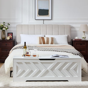 55-Inch Storage Bench with Safety Hinges