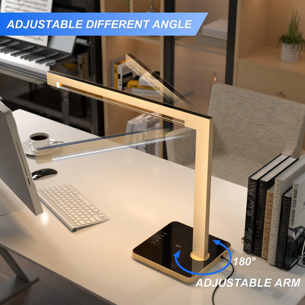 LED Desk Lamp with Charging Station & Type-C Port