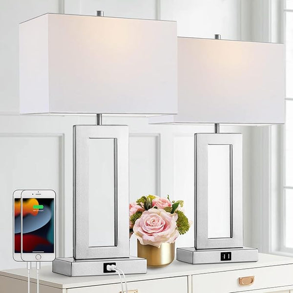 Touch Control Dimmable Table Lamps Set of 2 with USB Ports
