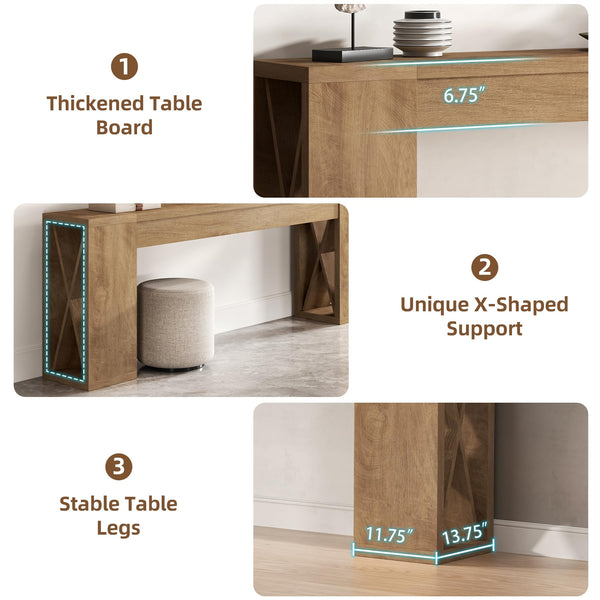 86.75-Inch Extra Long Console Table – Brown