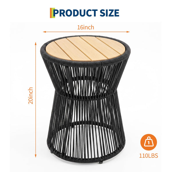Outdoor Round Woven Side Table