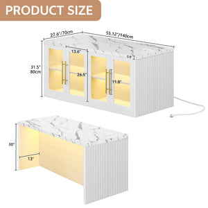 Rolling Kitchen Island with Storage & LED Light