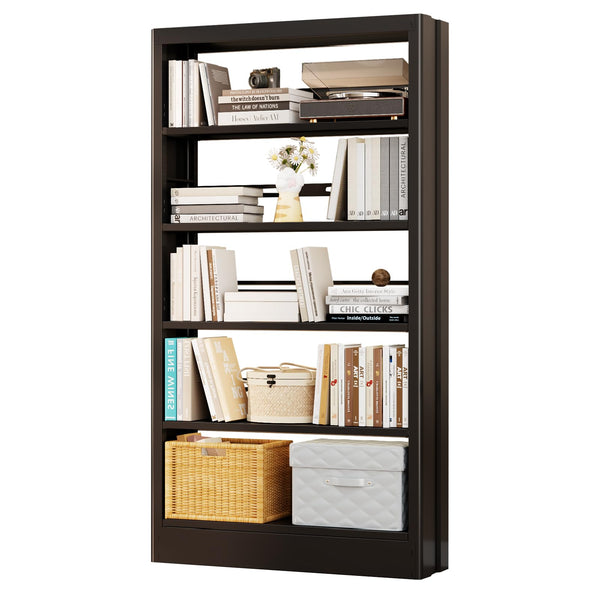 5-Tier Adjustable Metal Bookshelf, 71" Tall