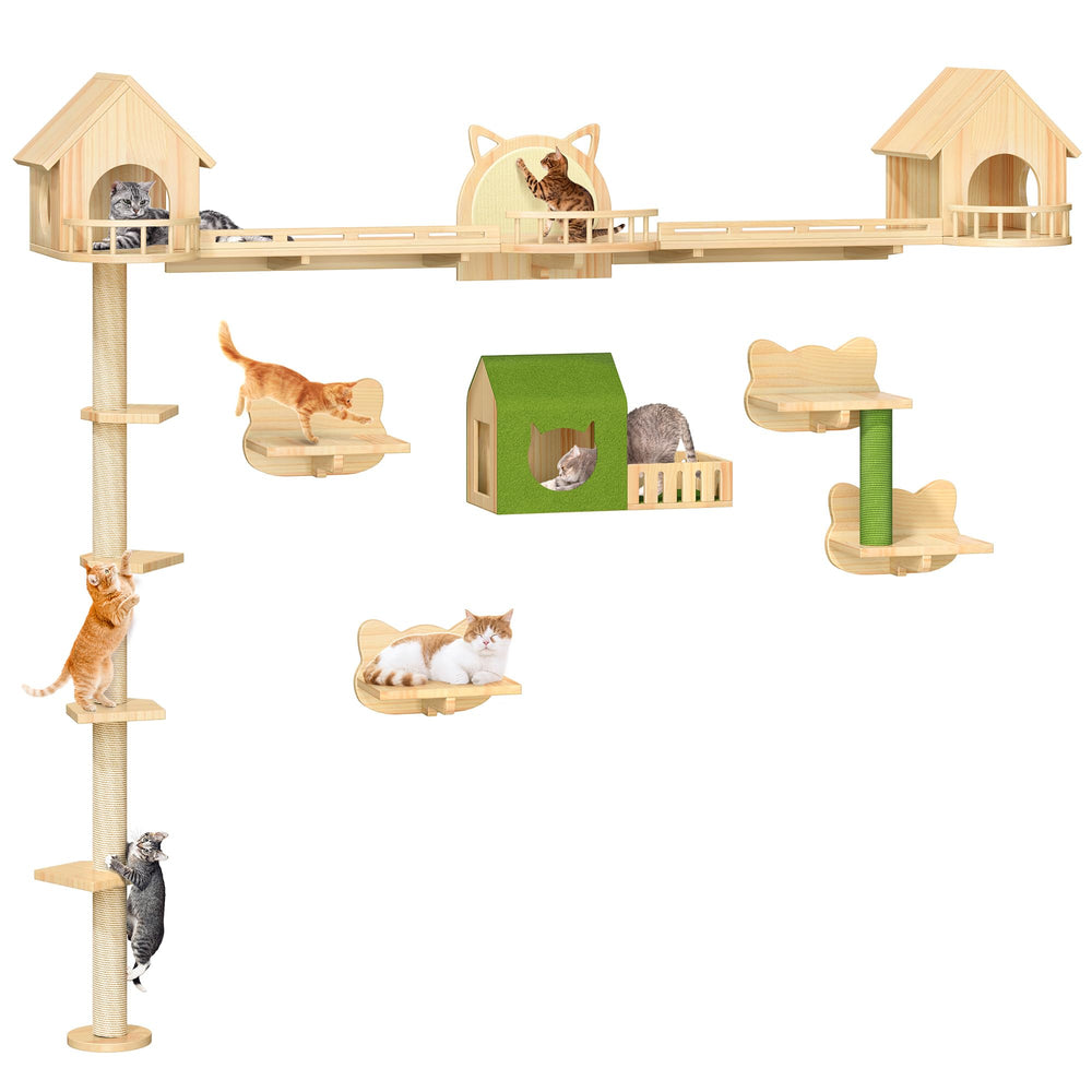Cat Wall Shelves Floor to Ceiling Tower with Scratching Posts