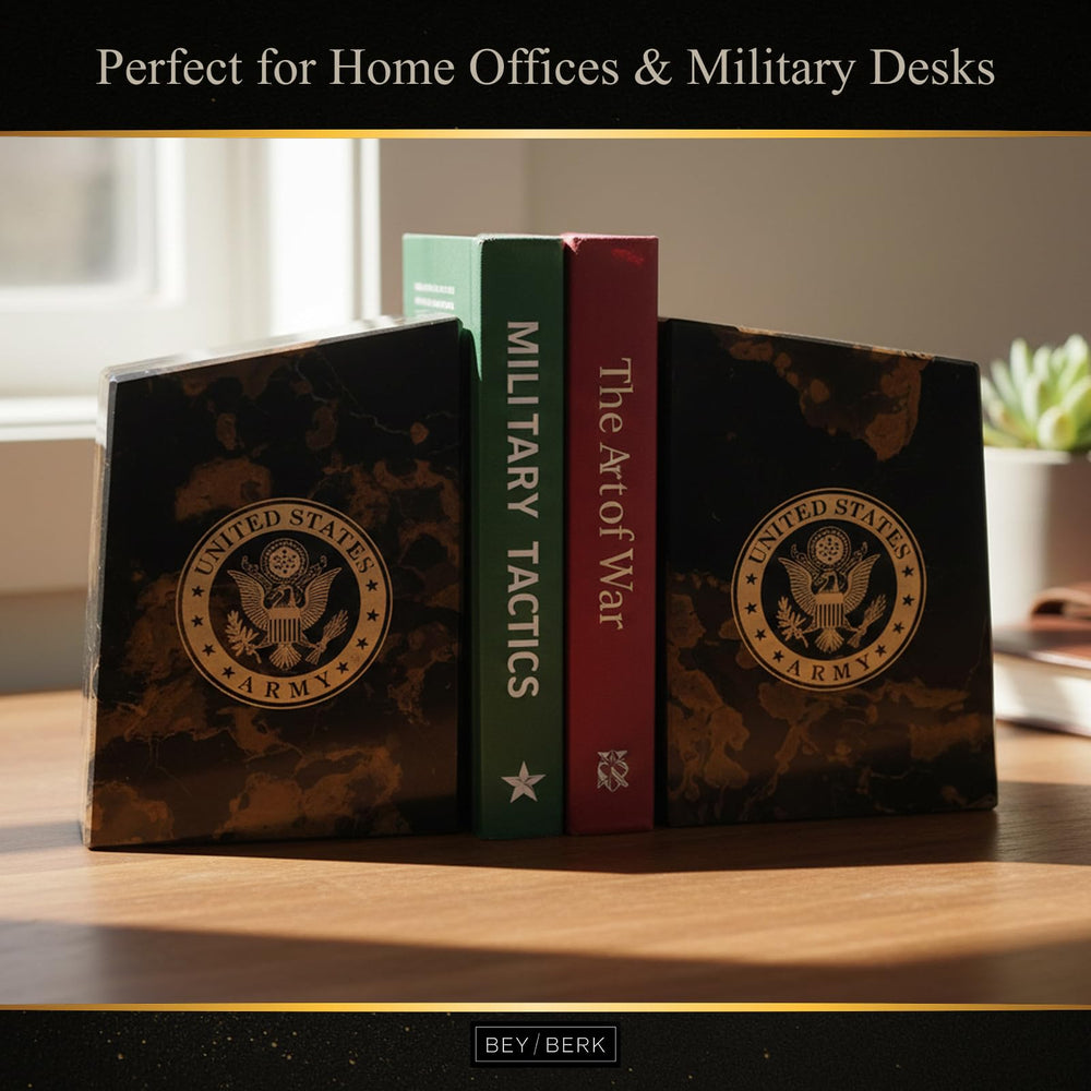 Tiger Eye Marble Military Bookends Set of 2