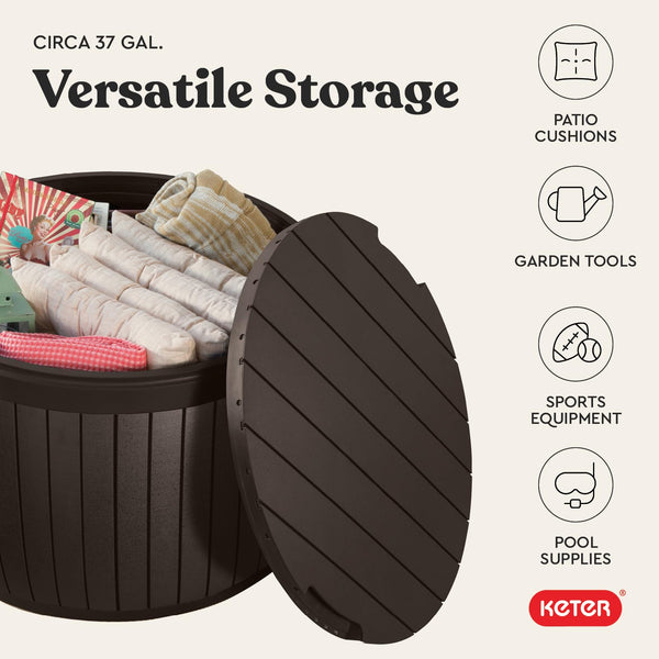 37-Gallon Round Outdoor Deck Box with Seating