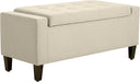 Storage Ottoman Bench with Lift Top & Rubberwood Legs – Linen Upholstered, 330 lb Capacity