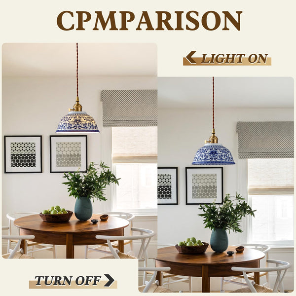 Ceramic Blue & White Porcelain Pendant Light
