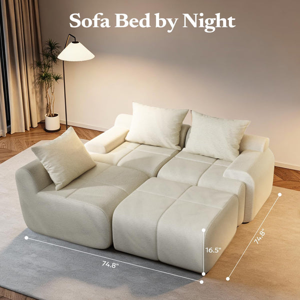 114" Modular Sectional Sofa with Ottoman
