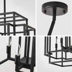 8-Light Tiered Lantern Chandelier – Farmhouse Pendant Light