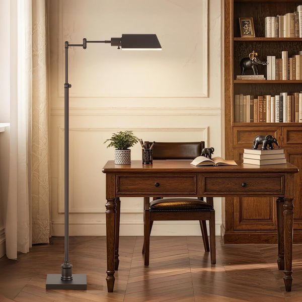 Height Adjustable Pharmacy Floor Lamp with Swing Arm