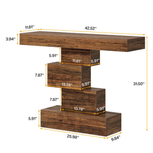 Farmhouse Console Table with Geometric Base, 42.5"