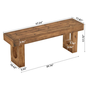 47" Solid Wood Entryway Bench