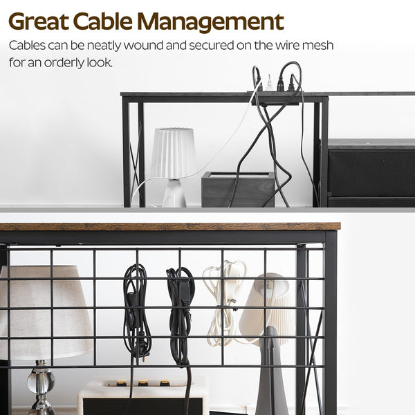 TV Stand with Power Outlet, Fabric Drawers & Cable Management