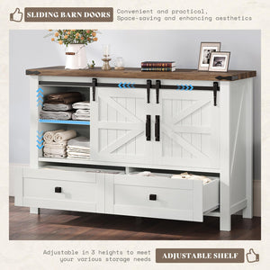 AMERLIFE 3PCS Farmhouse Bedroom Cabinet Set, Dresser Sets Include 47'' 4-Drawers, 60'' 4-Drawer and 5-Drawer Dresser, Distressed White