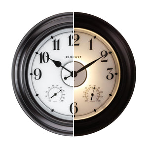 24 Inch Illuminated Outdoor Wall Clock with Temperature & Humidity Display
