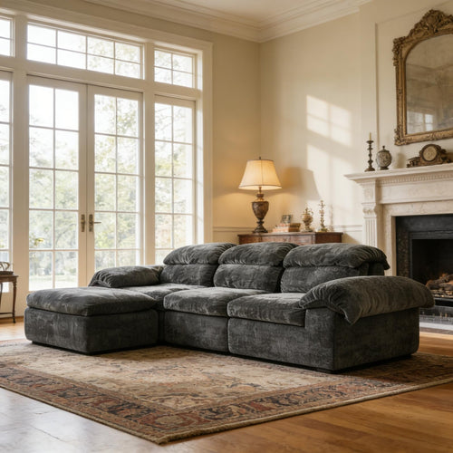 L-Shaped Modular Sectional Sofa with Deep Seat