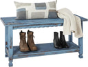36-Inch Farmhouse Entryway Bench with Storage Shelf