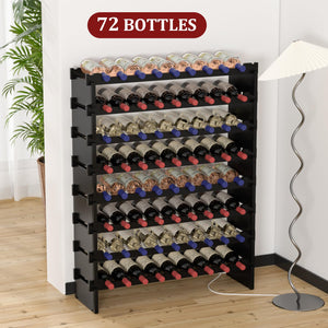 8-Tier Bamboo Wine Rack Freestanding Floor – 72 Bottle Holder