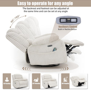 Power Swivel Rocker Recliner Chair with Massage & Heat