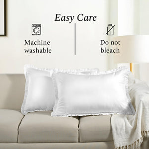 White Cotton Ruffle Throw Pillow Covers – Pack of 2
