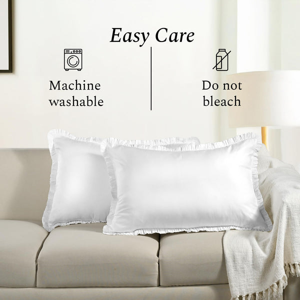 White Cotton Ruffle Throw Pillow Covers – Pack of 2