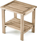 THYOI Premium Acacia Wood Outdoor Side Table, Adirondack Square Patio End Table with 2-Tier Storage Shelf, Weather-Resistant Small Table for Porch, Garden, Backyard, Poolside (Black)