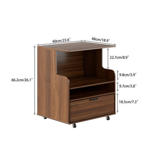 Rolling Printer Stand with Drawer & 3-Tier Storage Shelves