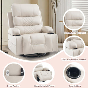 Power Swivel Rocker Recliner with Massage & Heat
