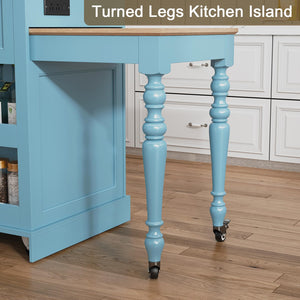 Extendable Kitchen Island with Charging Station & Storage