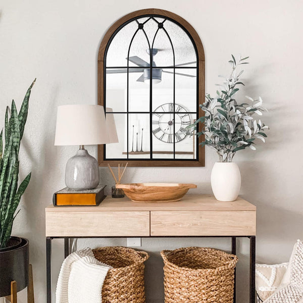 Arched Window Pane Wall Mirror 36x24