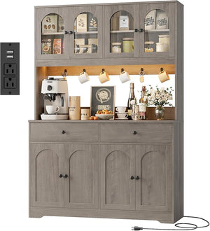 71" LED Kitchen Pantry Cabinet with Power Outlet