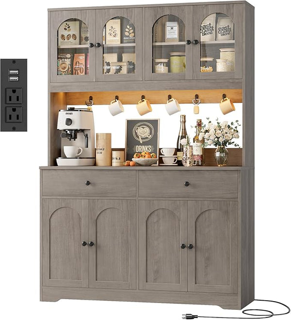 71" LED Kitchen Pantry Cabinet with Power Outlet