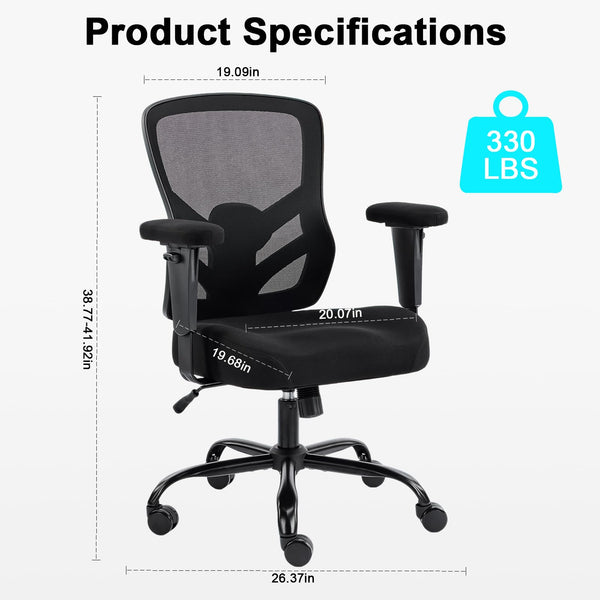 Ergonomic Mesh Office Chair with Lumbar Support & Adjustable Armrests