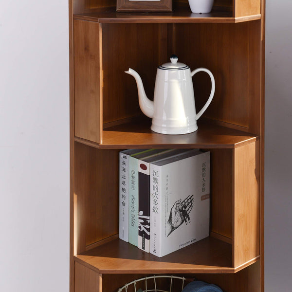 5-Tier Corner Bamboo Bookshelf
