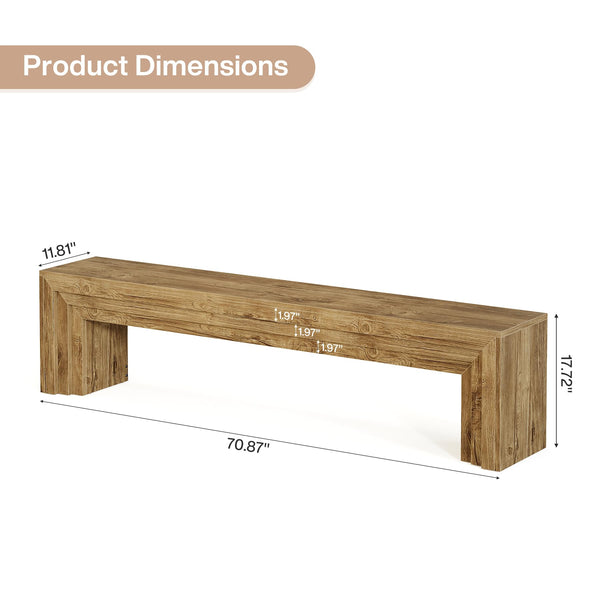 71" Extra Long Entryway Bench, Modern Farmhouse Style