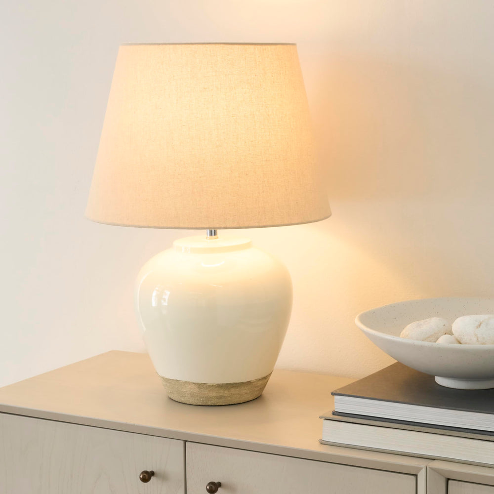 20-Inch Two-Tone Glossy Ceramic Table Lamp