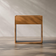 Bamboo Nightstand with Soft-Close Drawer & Open Shelf