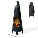 2-in-1 Chiminea Fire Pit & Grill, 57" Tall Outdoor Fireplace