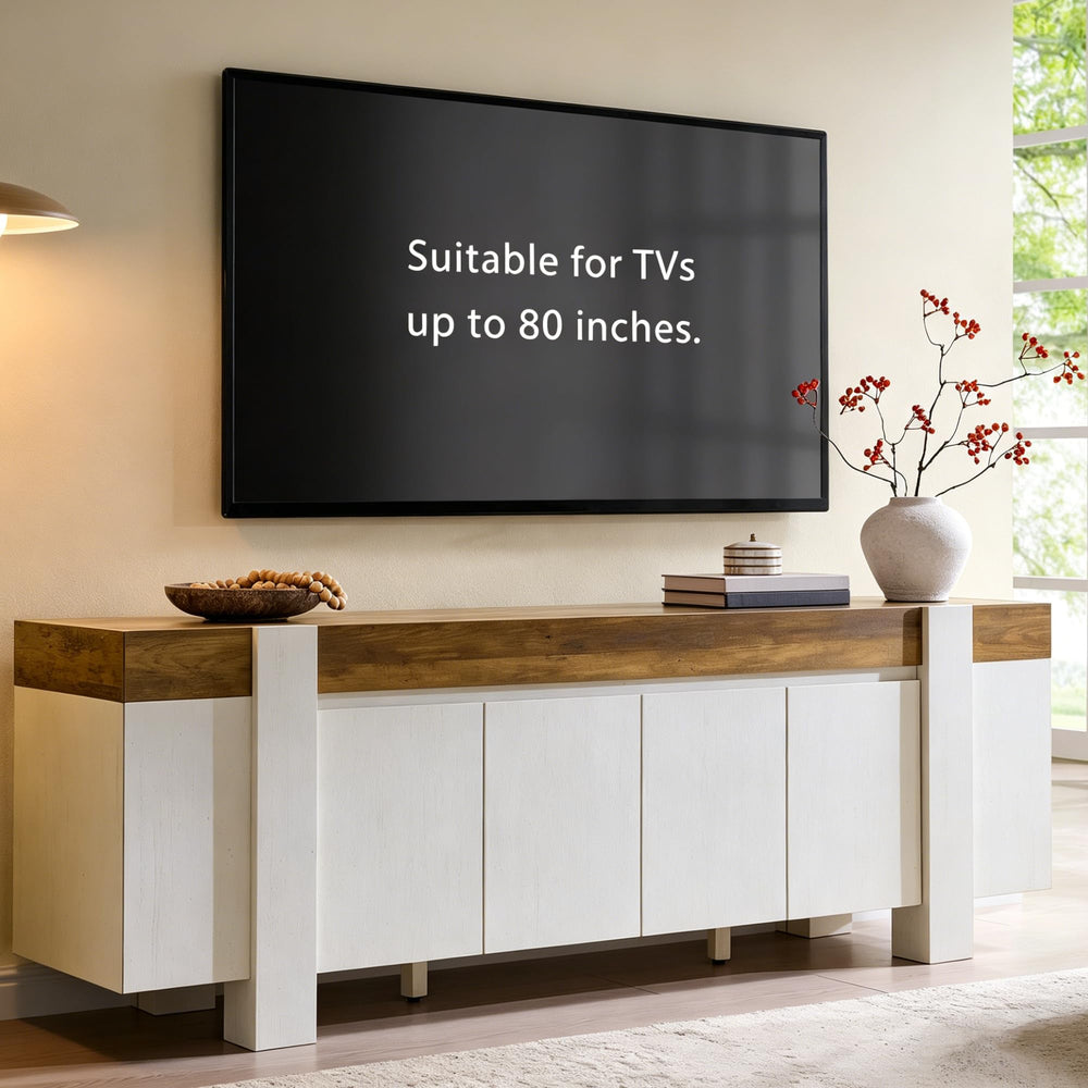 70" Farmhouse TV Stand with Storage Cabinet