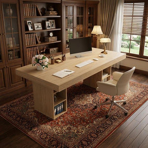 Executive Desk with Cabinet Storage & Metal Frame