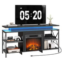 Fireplace TV Stand with LED Lights & Charging Station for TVs up to 65 Inch