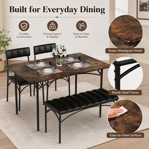 Dining Table Set for 4 with Chairs and Bench