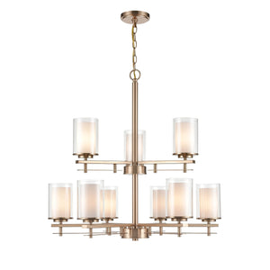 Nine Light Chandelier – Modern Gold Finish