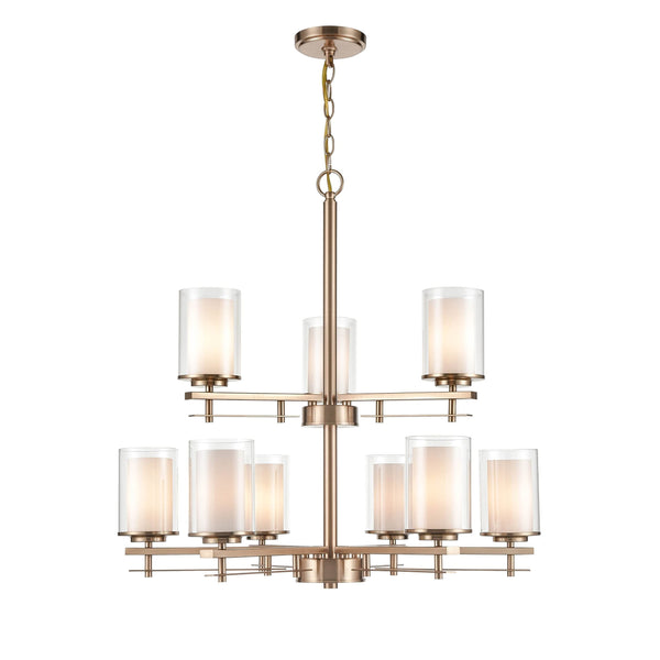 Nine Light Chandelier – Modern Gold Finish