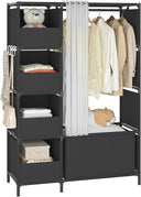 Portable Wardrobe Closet with Hanging Rod & Curtain